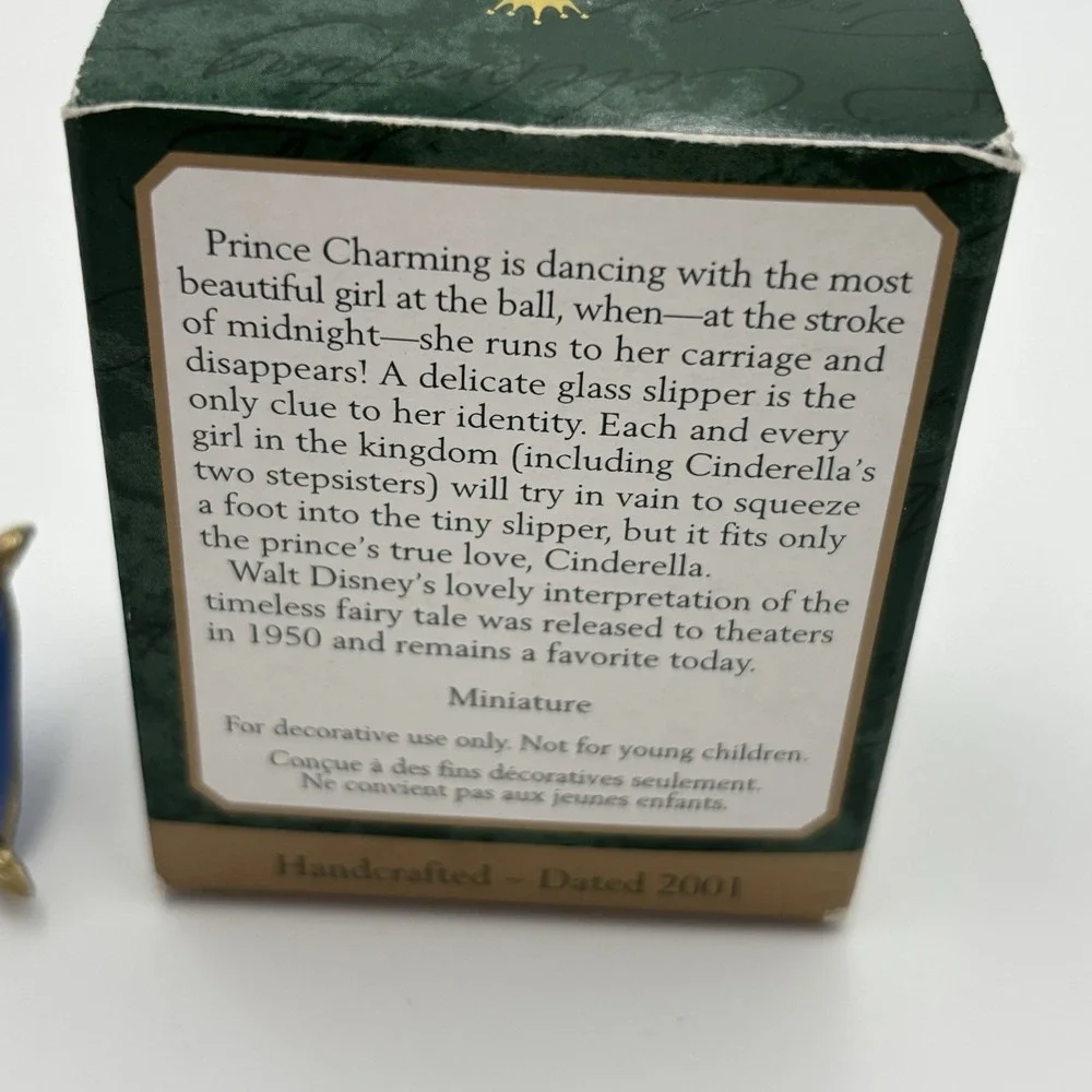 Walt Disney's Cinderella 2001 Miniature The Glass Slipper Hallmark Tree Ornament
